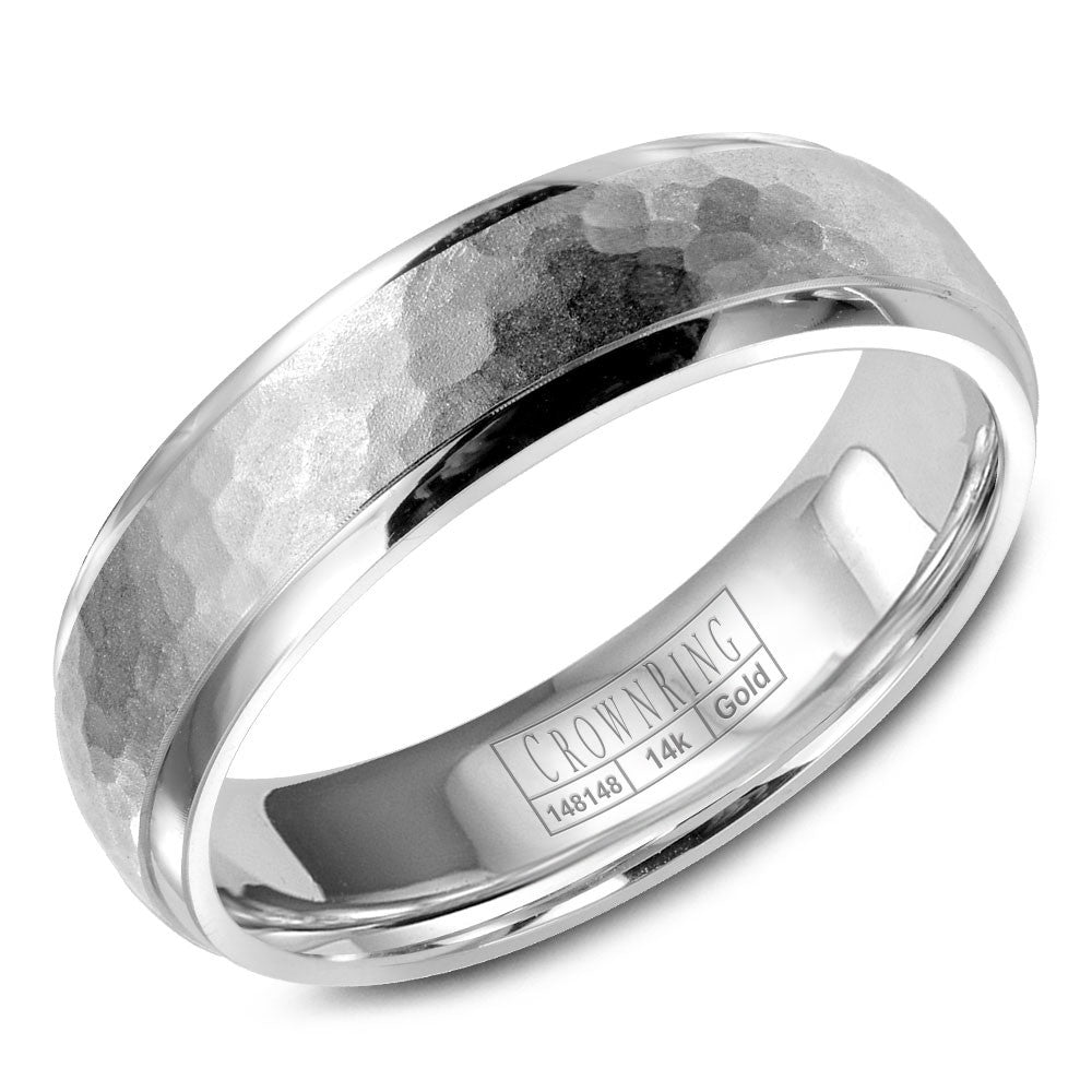 CrownRing 6MM Wedding Band with Hammered Center WB-9918