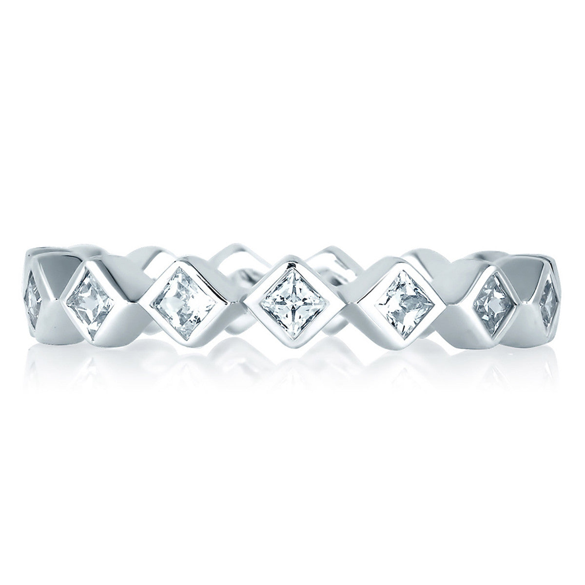 A. Jaffe Bezel Set Princess Cut Diamond Eternity Anniversary Ring WR0859/73