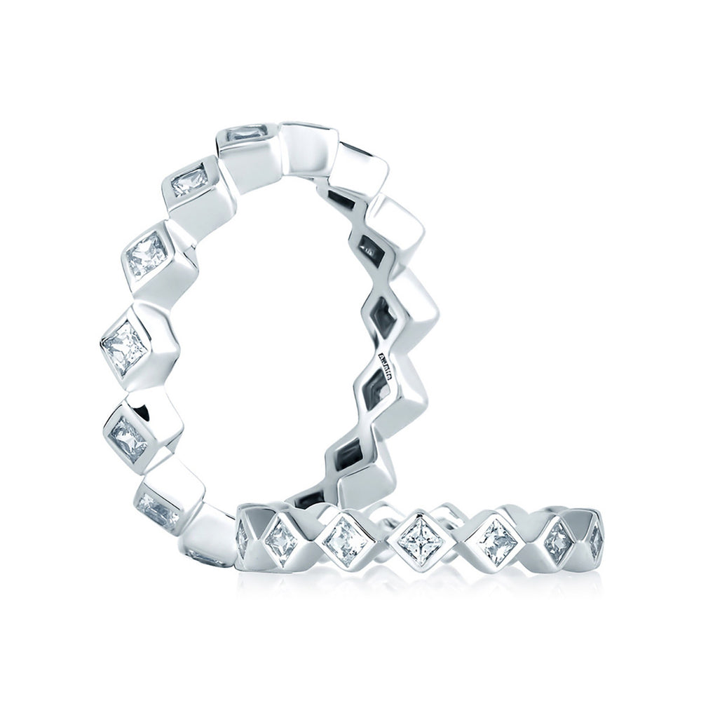 A. Jaffe Bezel Set Princess Cut Diamond Eternity Anniversary Ring WR0859/73