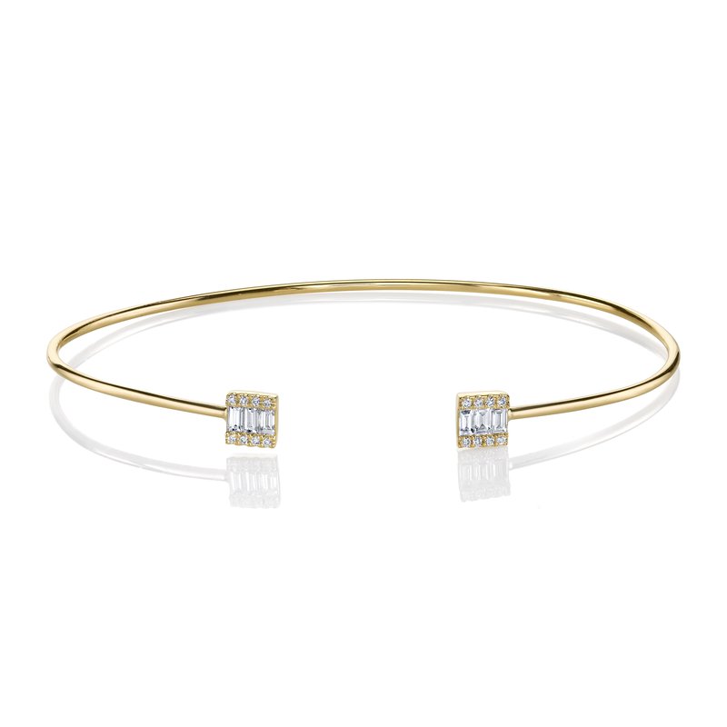 14K Yellow Gold 0.28ct. Baguette Diamond Bangle Bracelet