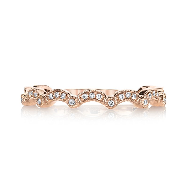 14K Rose Gold 0.12ct. Diamond Scalloped Stackable Fashion Ring