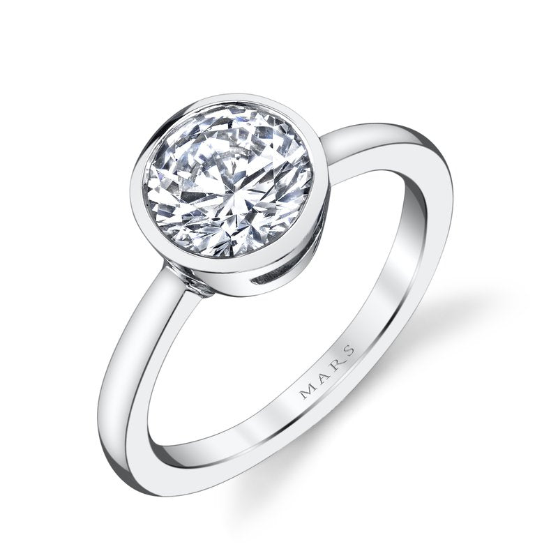 Mars Bridal Bezel Set Round Center Solitaire Diamond Engagement Ring 26702