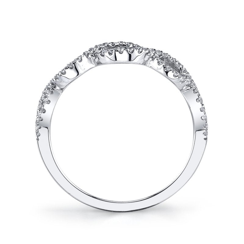 Mars Bridal 14K White Gold Twisting Infinity Style Diamond Wedding Ring 25162B
