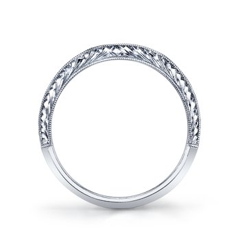 Mars Bridal 14K White Gold Milgrain & Hand Engraved Detailing Diamond Wedding Ring 13010B