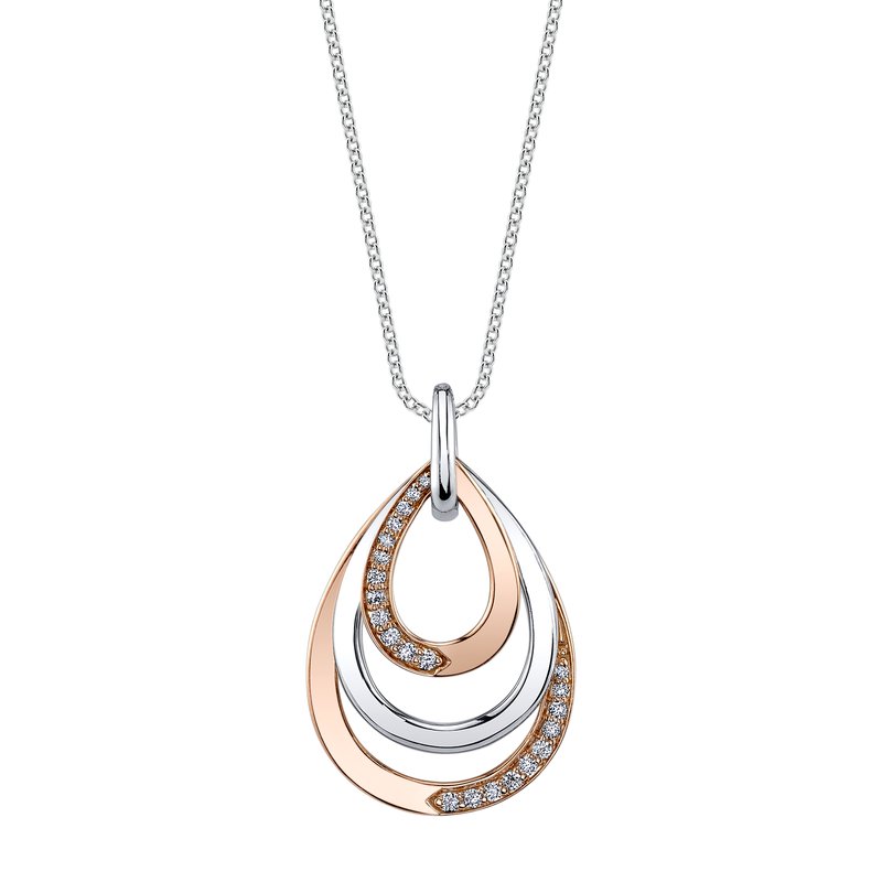 14K Two-Tone Gold 0.14ct. Diamond Teardrop Fashion Necklace