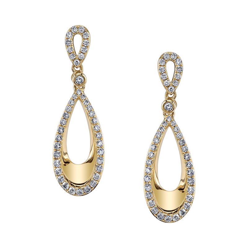 14K Yellow Gold 0.60ct. Contrasting Diamond Drop Earrings