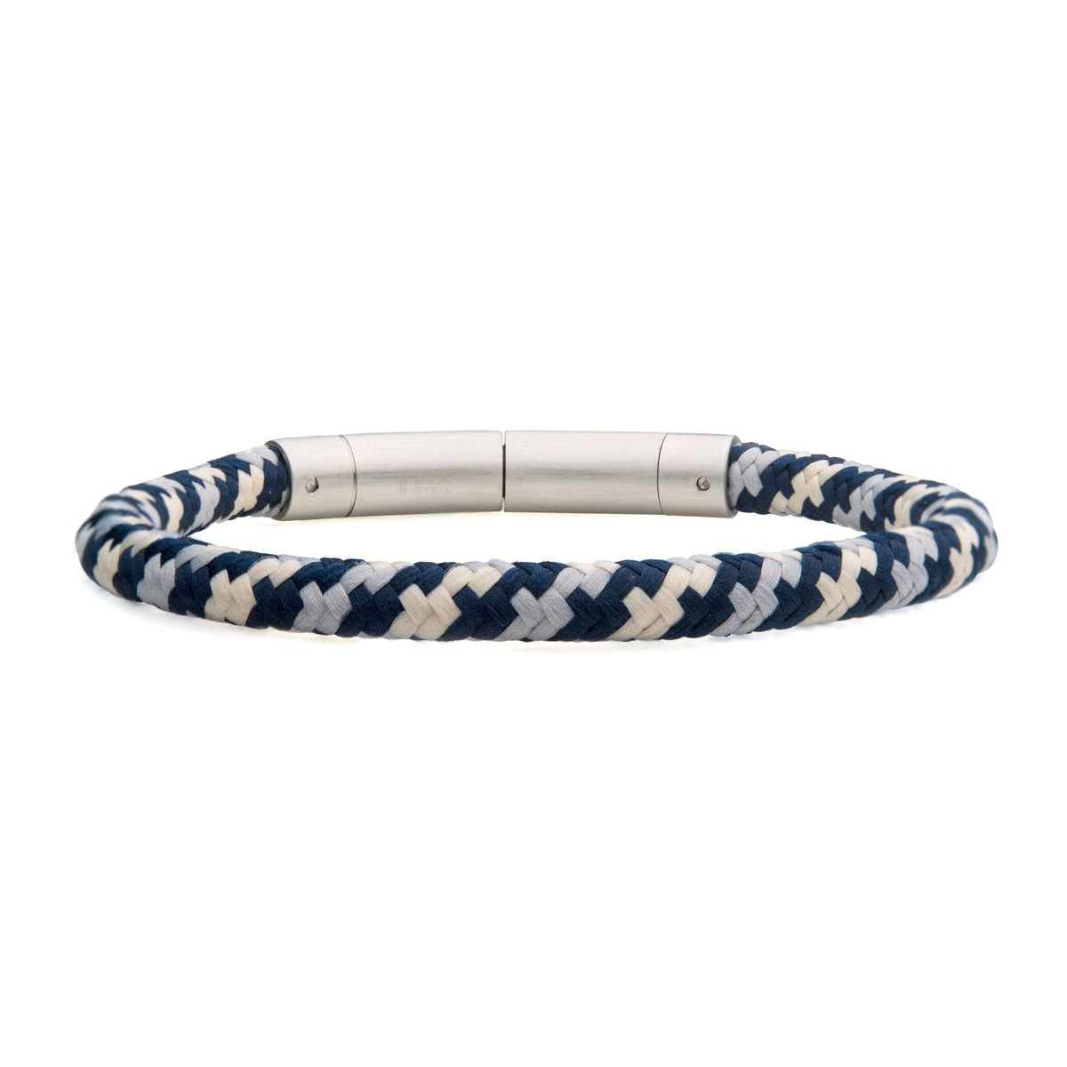 6mm Blue, Grey &amp; Beige Nylon Cord Bracelet BRNYLON-BGB