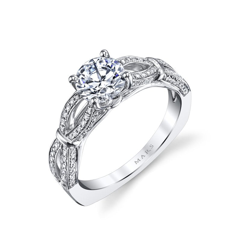 Mars Bridal Signature Interwoven Infinity Shank w/ Embellished Profile Diamond Engagement Ring 26244