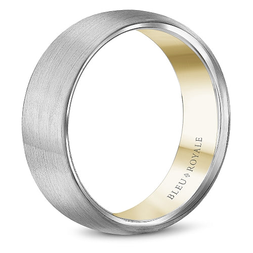 Bleu Royale 6.5MM White Gold Wedding Band with Brushed Finish and Yellow Gold Interior RYL-017WY65