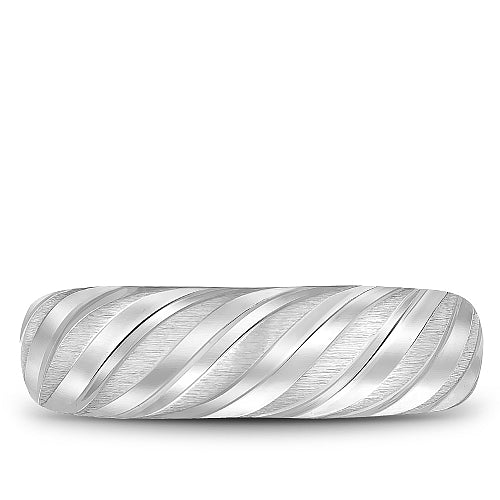Bleu Royale 7MM Brushed Wedding Band with Wavy Notch Detailing RYL-044W7