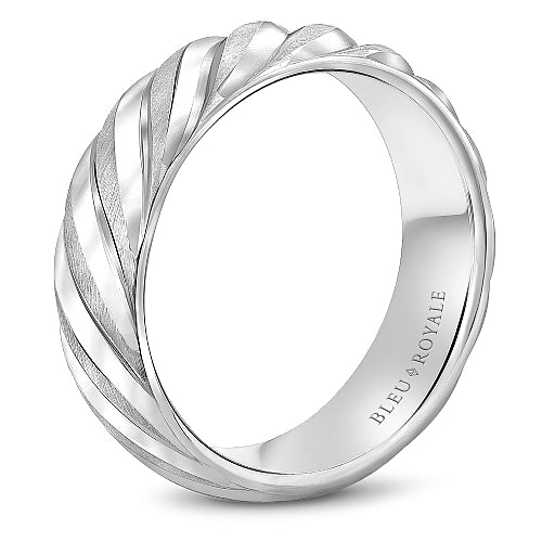 Bleu Royale 7MM Brushed Wedding Band with Wavy Notch Detailing RYL-044W7