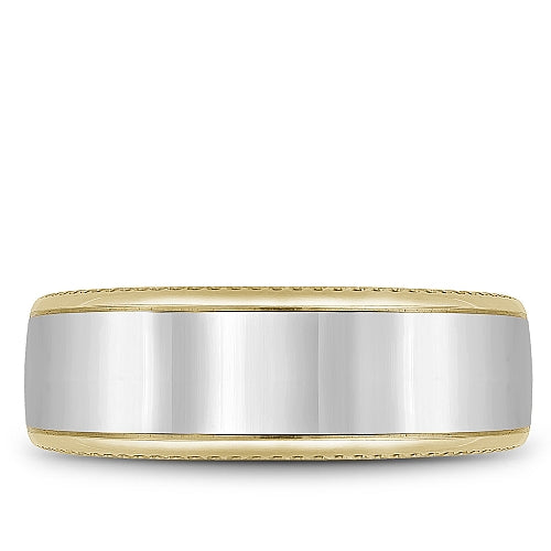 Bleu Royale 6MM Yellow Gold Wedding Band with High Polish White Gold Center RYL-054WY75
