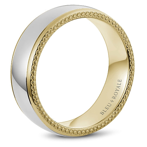 Bleu Royale 6MM Yellow Gold Wedding Band with High Polish White Gold Center RYL-054WY75