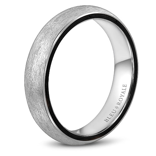 Bleu Royale 5MM Diamond Brush Finish Wedding Band with Black Carbon Accent Edge RYL-063W5