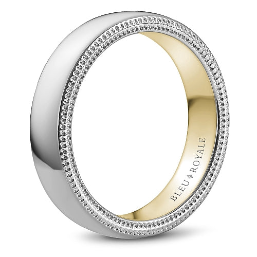 Bleu Royale 5.5MM White Gold Wedding Band with Brushed Finish and Yellow Gold Interior RYL-079WY55
