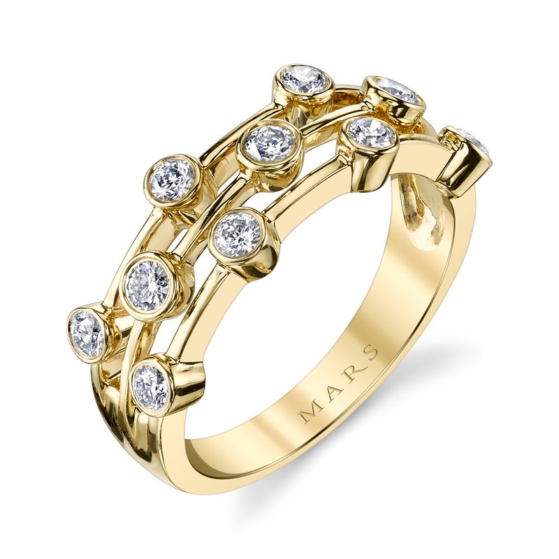 14K Yellow Gold 0.49ct. Diamond Bezel Set Multi Band Fashion Ring