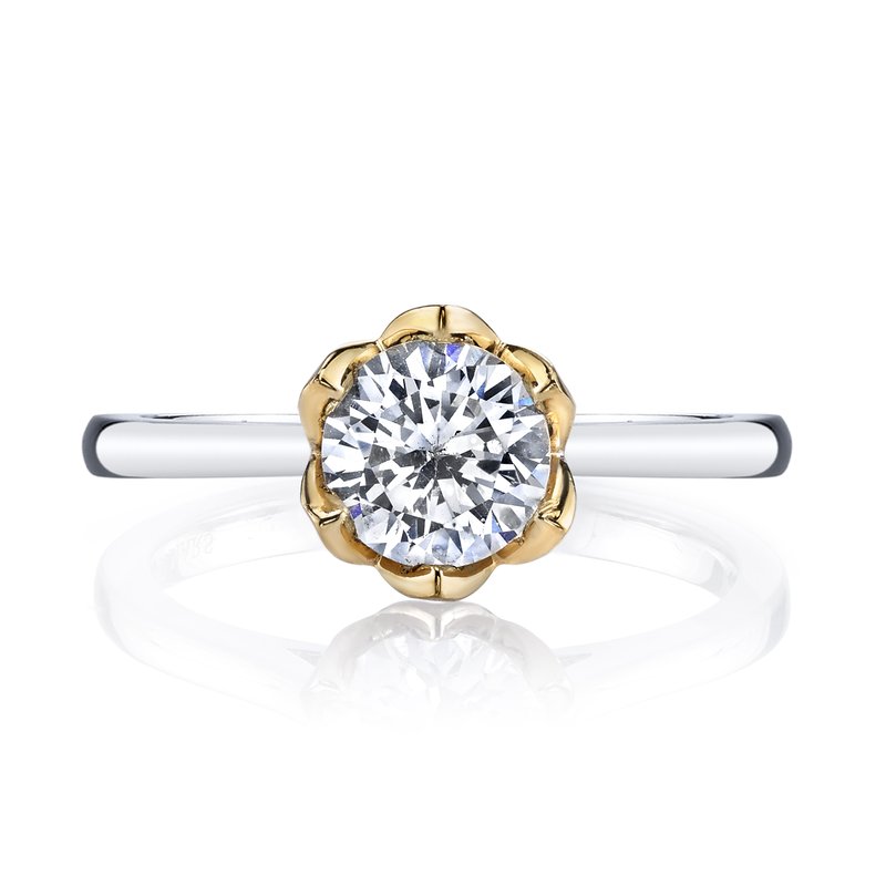 Mars Bridal Floral Motif Petal Crown Solitaire Diamond Engagement Ring 26515
