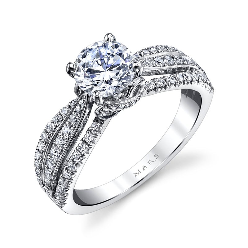 Mars Bridal Three Row Split Shank w/ Embellished Profile Diamond Engagement Ring 26254