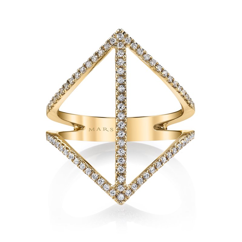 14K Yellow Gold 0.29ct. Diamond Geometric Openwork Detail Fashion Ring