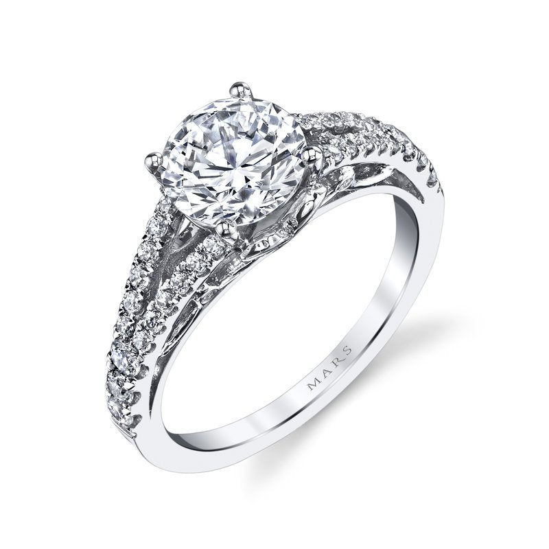 Mars Bridal Signature Split Shank w/ Embellished Profile Design Diamond Engagement Ring 25990