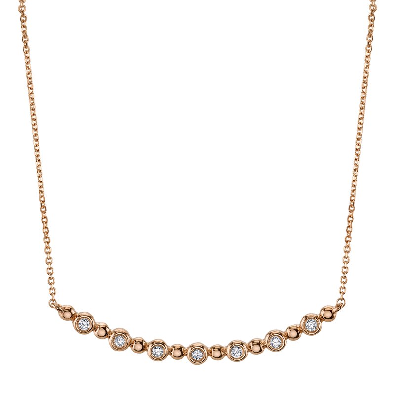 14K Rose Gold 0.07ct. Curved Bezel Set Diamond Fashion Necklace