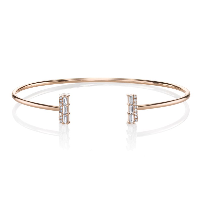 14K Rose Gold 0.36ct. Baguette Diamond Accent Bangle Bracelet