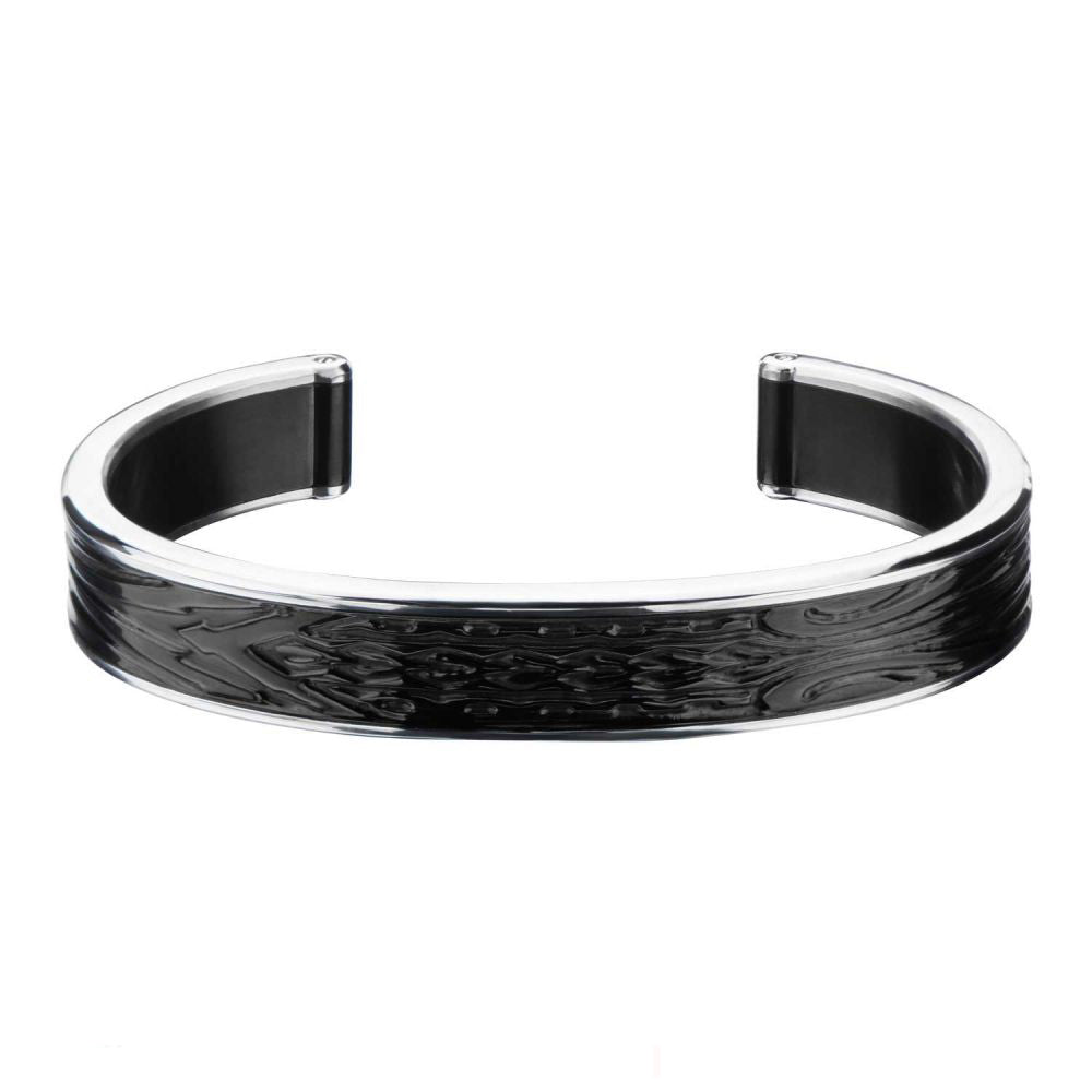 Inox Jewelry Hollis Bahringer Black Plated Engraved Cuff Bangle Bracelet HBBR1504