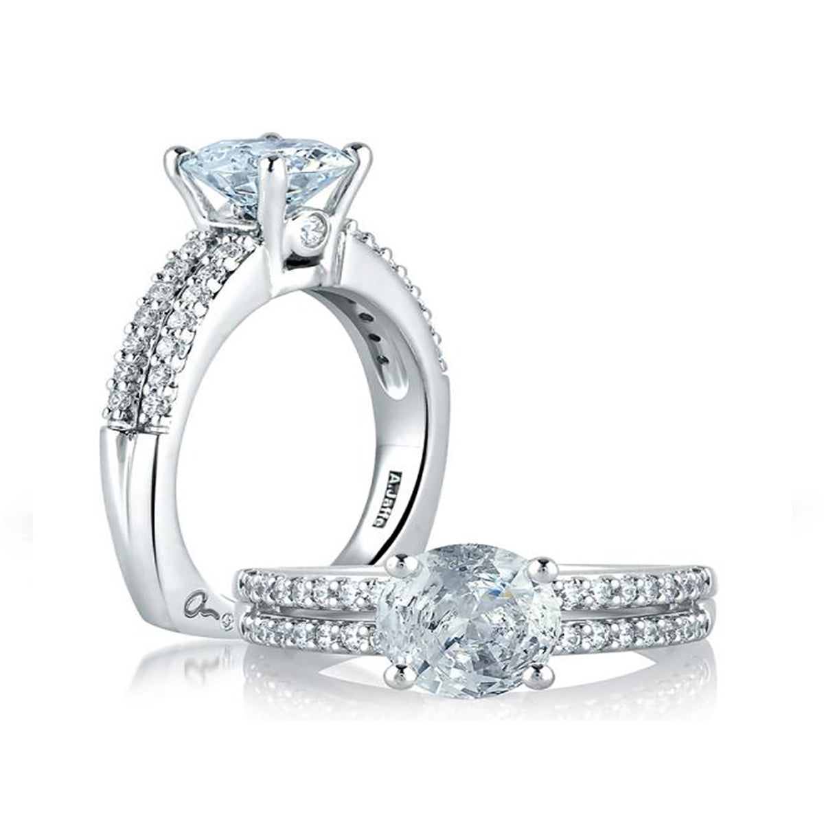 A.Jaffe Classic Two Row Shared Prong Diamond Engagement Ring MES103/40